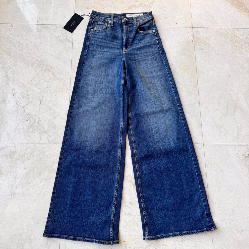 Rag & Bone Serena High Rise Blue Wide-Leg Jeans size 24 - Picture 3 of 13